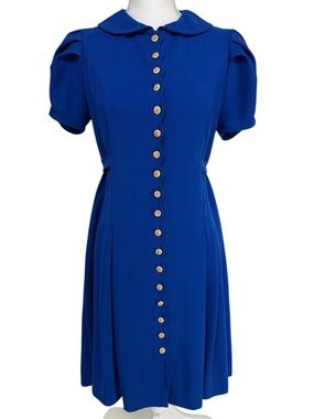 BETSEY JOHNSON / Royal Blue Retro Button Down Dress / Size 4 (Estimated) / Emo